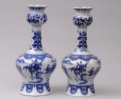 Pair Dutch Delft Bottle Vases - 143017