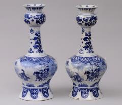 Pair Dutch Delft Bottle Vases - 143019