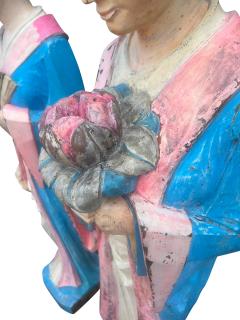 Pair East Asian Standing Figures Of Woman Possibly Geisha - 4253730