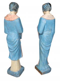Pair East Asian Standing Figures Of Woman Possibly Geisha - 4253743