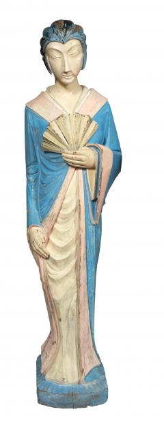 Pair East Asian Standing Figures Of Woman Possibly Geisha - 4253744