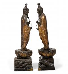 Pair Edo era giltwood standing Amitabha Buddhas - 4631100