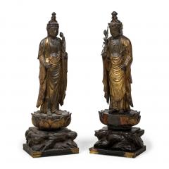Pair Edo era giltwood standing Amitabha Buddhas - 4632017