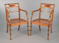 Pair Edwardian Satinwood Armchairs - 791634