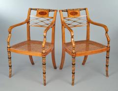 Pair Edwardian Satinwood Armchairs - 791635