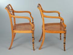 Pair Edwardian Satinwood Armchairs - 791636