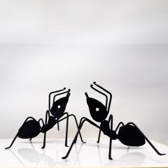 Pair Enameled Metal Black Ant Sculptures - 3505898