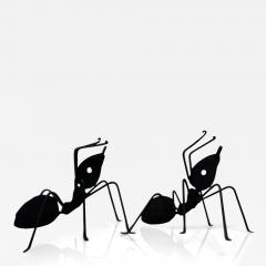 Pair Enameled Metal Black Ant Sculptures - 3508188