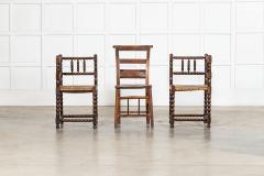 Pair English 19thC Beech Bobbin Corner Chairs - 4502136