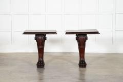 Pair English 19thC Mahogany Lion Paw Console Tables - 4336559