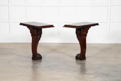 Pair English 19thC Mahogany Lion Paw Console Tables - 4336599