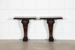 Pair English 19thC Mahogany Lion Paw Console Tables - 4336600