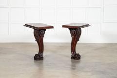Pair English 19thC Mahogany Lion Paw Console Tables - 4336602