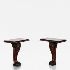 Pair English 19thC Mahogany Lion Paw Console Tables - 4336640