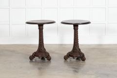 Pair English 19thC Mahogany Painted Cast Iron Tavern Tables - 4496423