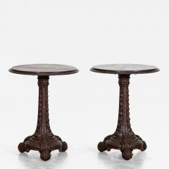 Pair English 19thC Mahogany Painted Cast Iron Tavern Tables - 4496427