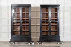 Pair English Ebonised Oak Glazed Bookcases - 4210595