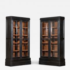 Pair English Ebonised Oak Glazed Bookcases - 4211542