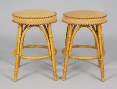 Pair English Faux Bamboo Stools - 3940918