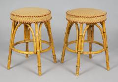 Pair English Faux Bamboo Stools - 3940919