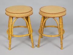 Pair English Faux Bamboo Stools - 3940920