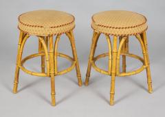 Pair English Faux Bamboo Stools - 3940923