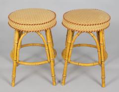 Pair English Faux Bamboo Stools - 3940925