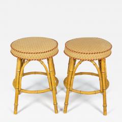 Pair English Faux Bamboo Stools - 3946127