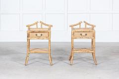 Pair English Mid Century Bamboo Bedside Tables - 2831653