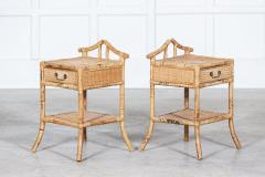 Pair English Mid Century Bamboo Bedside Tables - 2831654