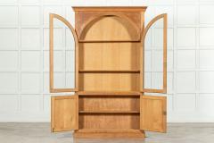 Pair English Oak Arched Glazed Bookcase Cabinets - 3611036