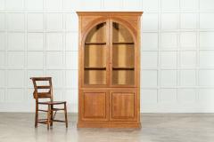 Pair English Oak Arched Glazed Bookcase Cabinets - 3611038