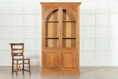 Pair English Oak Arched Glazed Bookcase Cabinets - 3611039
