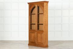 Pair English Oak Arched Glazed Bookcase Cabinets - 3611042