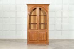 Pair English Oak Arched Glazed Bookcase Cabinets - 3611043