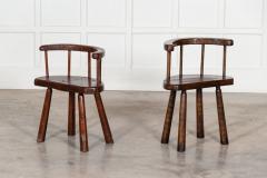 Pair English Oak Stick Back Chairs - 3053263