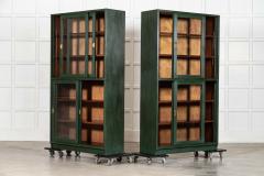 Pair English Painted Mahogany Glazed Bookcase Display Cabinets - 4420250