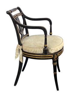 Pair English Regency Ebonized and Parcel gilt Armchairs with Caned Seat - 4521778