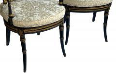 Pair English Regency Ebonized and Parcel gilt Armchairs with Caned Seat - 4521781