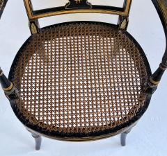 Pair English Regency Ebonized and Parcel gilt Armchairs with Caned Seat - 4521786