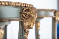 Pair English Regency Rams Head Parcel Gilt Carved Torcheres - 2272511