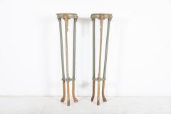 Pair English Regency Rams Head Parcel Gilt Carved Torcheres - 2272514
