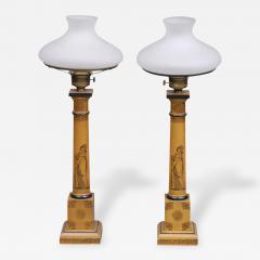 Pair English Tall Tole Lamps - 142111