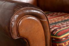 Pair English Tan Leather Country House Sprung Armchairs - 4393772