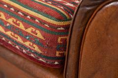 Pair English Tan Leather Country House Sprung Armchairs - 4393774