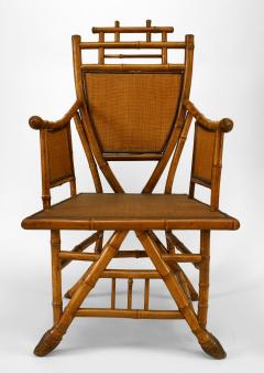 Pair English Victorian Bamboo Shield Back Arm Chairs - 666302