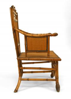 Pair English Victorian Bamboo Shield Back Arm Chairs - 666303