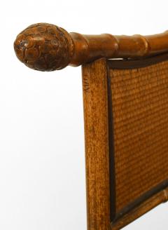 Pair English Victorian Bamboo Shield Back Arm Chairs - 666305
