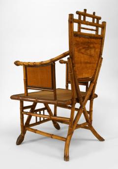 Pair English Victorian Bamboo Shield Back Arm Chairs - 666307
