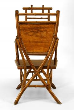 Pair English Victorian Bamboo Shield Back Arm Chairs - 666308
